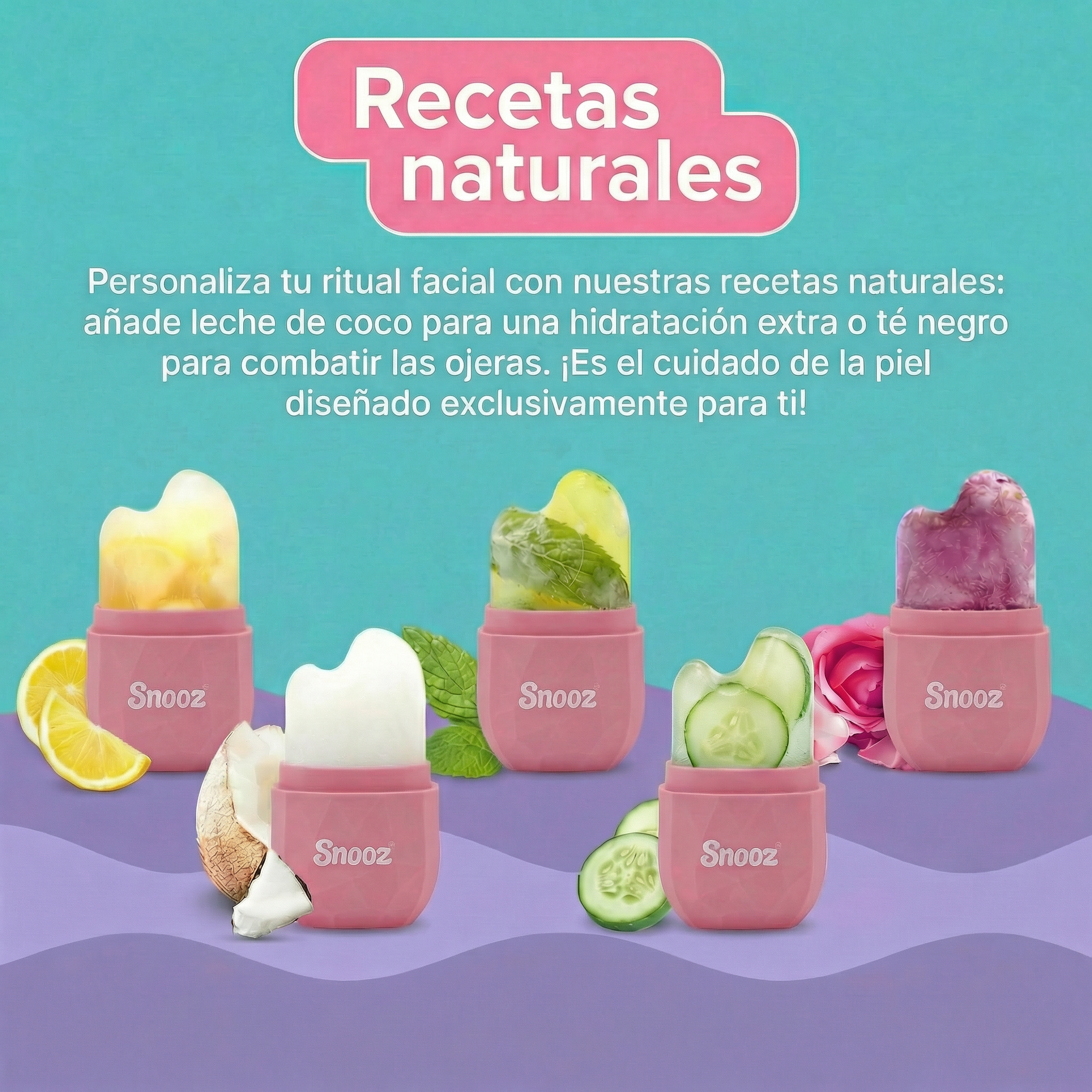 Molde De Hielo Facial Con Forma Gua Sha Masajeador Skincare - Rosado