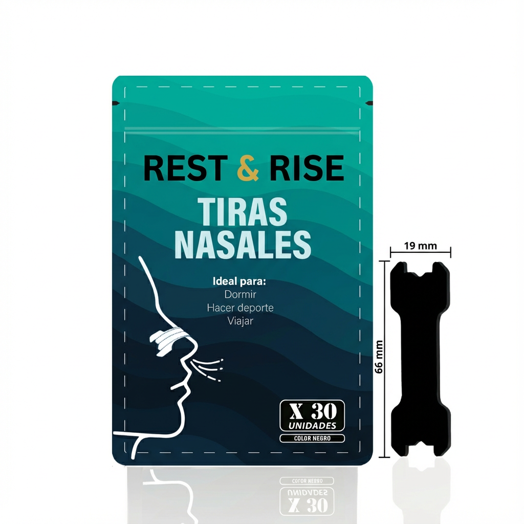 Tiras Nasales Antironquidos Rest & Rise – Pack 30u para Sueño y Deporte