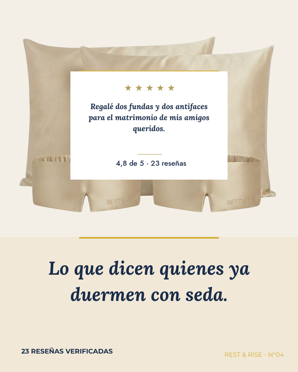 Reseña de una clienta sobre el set de funda y antifaz de seda.