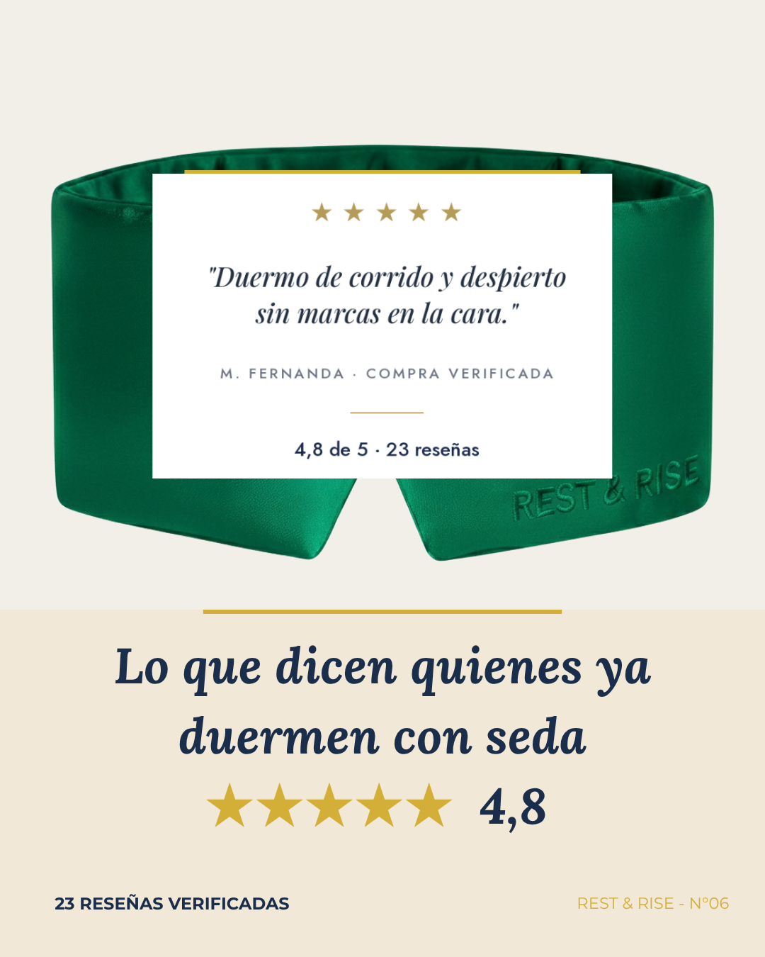 Reseña de una clienta sobre el antifaz de seda Bosque Valdiviano.
