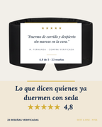 Reseña de una clienta sobre el antifaz de seda Noche Oscura.
