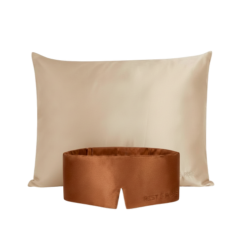 Set de seda: funda Arena del Desierto y antifaz Cobre Atacama - Rest & Rise