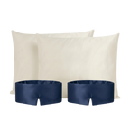 Set de seda: 2 fundas Niebla Andina y 2 antifaces Mar Profundo - Rest & Rise