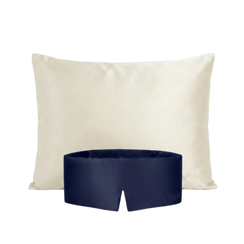 Set de seda: funda Niebla Andina y antifaz Mar Profundo - Rest & Rise