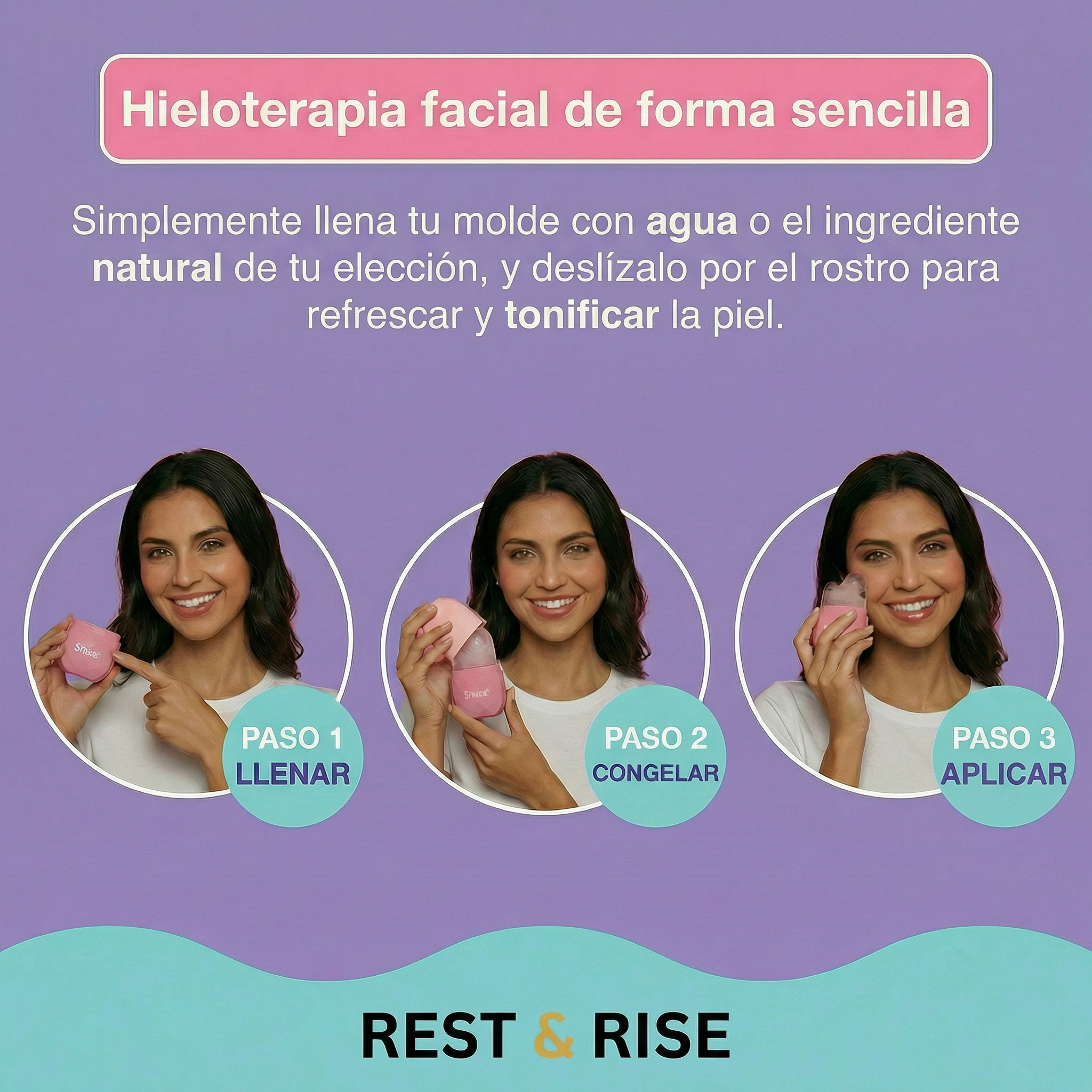 Molde De Hielo Facial Con Forma Gua Sha Masajeador Skincare - Rosado