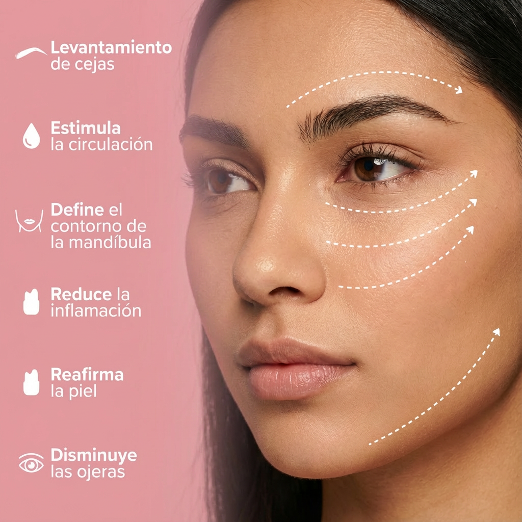 Molde De Hielo Facial Con Forma Gua Sha Masajeador Skincare - Rosado